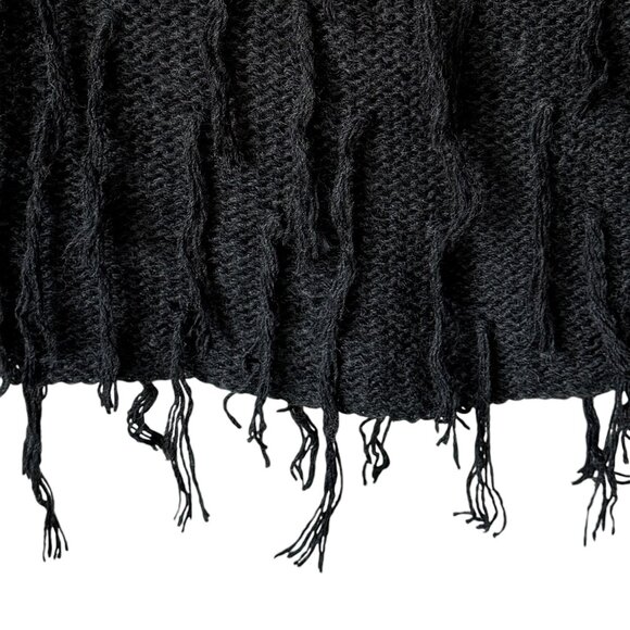 Mystree Wool Blend Fringed Gray Sweater Vest Distressed Whimsy Goth Edgy Alt Md - Picture 9 of 10